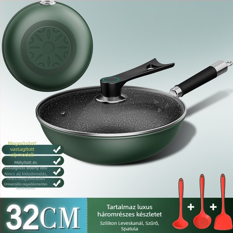 Gyári közvetlen értékesítés háztartási maifan kőgőzölő wok háztartási lapos tapadásmentes serpenyő tűzhely univerzális csúszásmentes fogantyú nagykereskedelem