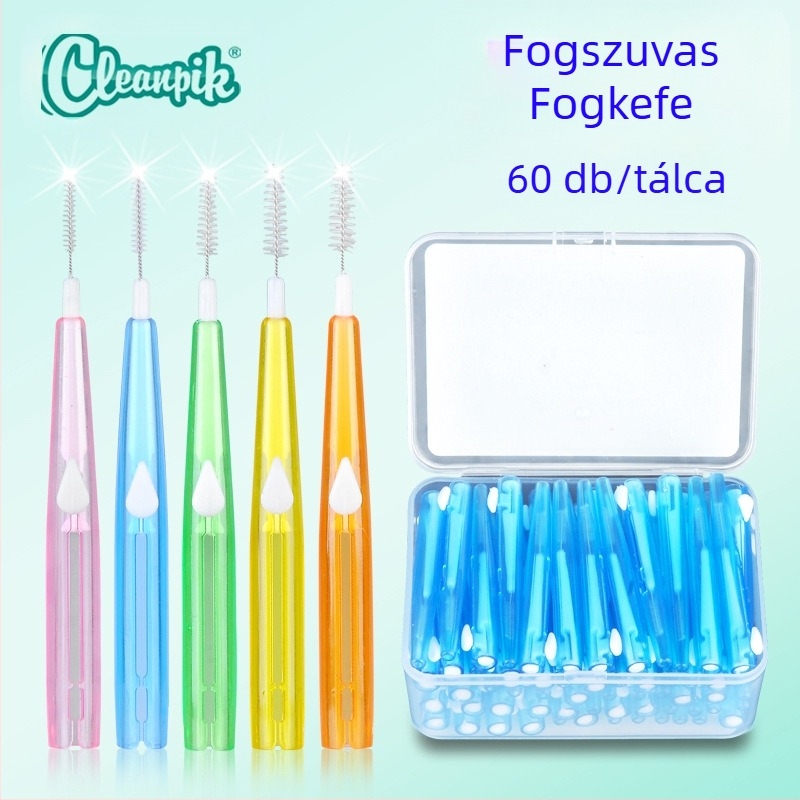 Európai és amerikai határokon átnyúló fogköztisztító kefék, 60 darabos húzós-nyomós fogköztisztító kefék, fogszabályozó fogkefe, koreai rozsdamentes acél puha sörtéjű fogköztisztító kefék