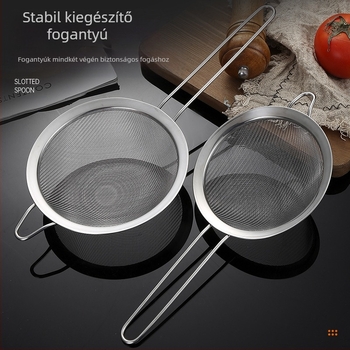 304-es rozsdamentes acél szűrő, egyfülű, kétsoros, nagy szűrőedény, lisztszűrő, szójatejszűrő, konyhai olajmaradék-olajrács