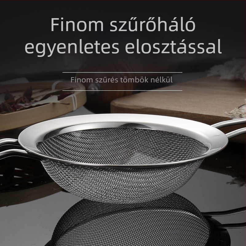304-es rozsdamentes acél szűrő, egyfülű, kétsoros, nagy szűrőedény, lisztszűrő, szójatejszűrő, konyhai olajmaradék-olajrács