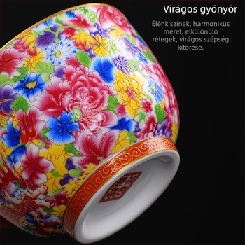 Zománcozott mesterkupa kerámia kung fu teáskészlet, egycsészés Jianzha személyes teakóstoló csésze, Cloisonne palota, tízezer virág, nagy teáscsésze