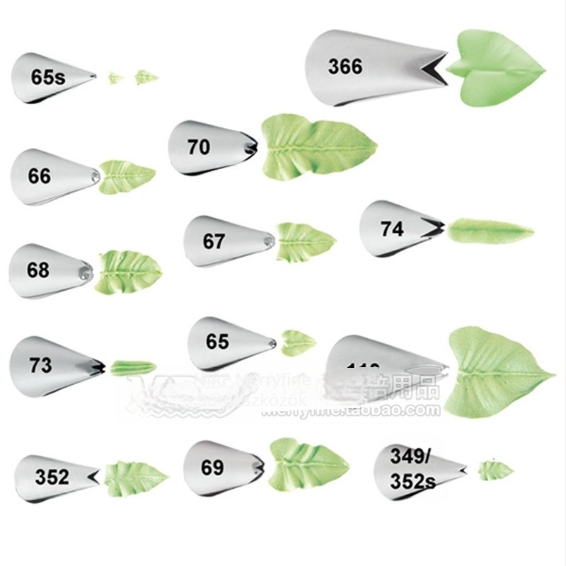 Közepes és nagy levelek lapos szájú többszörös rozsdamentes acél tésztafúvóka krémfúvóka tortakrém díszítéshez
