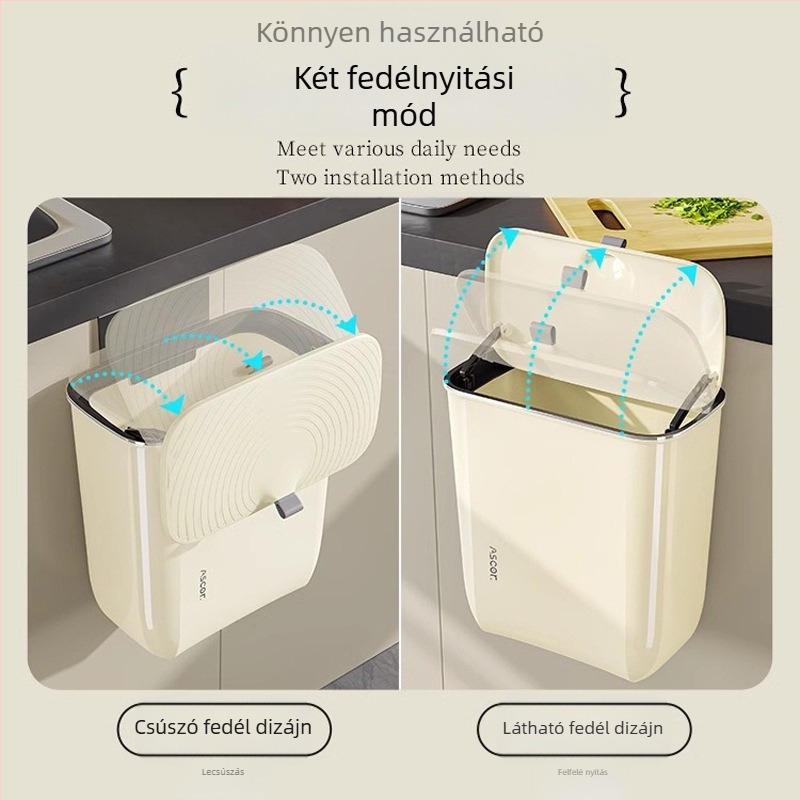 Szemetes Háztartási Fürdőszoba WC Konyha Nappali Fedéllel Hálószoba Nagy Kapacitású Kereskedelmi Fali Világítás Luxus Szemetes