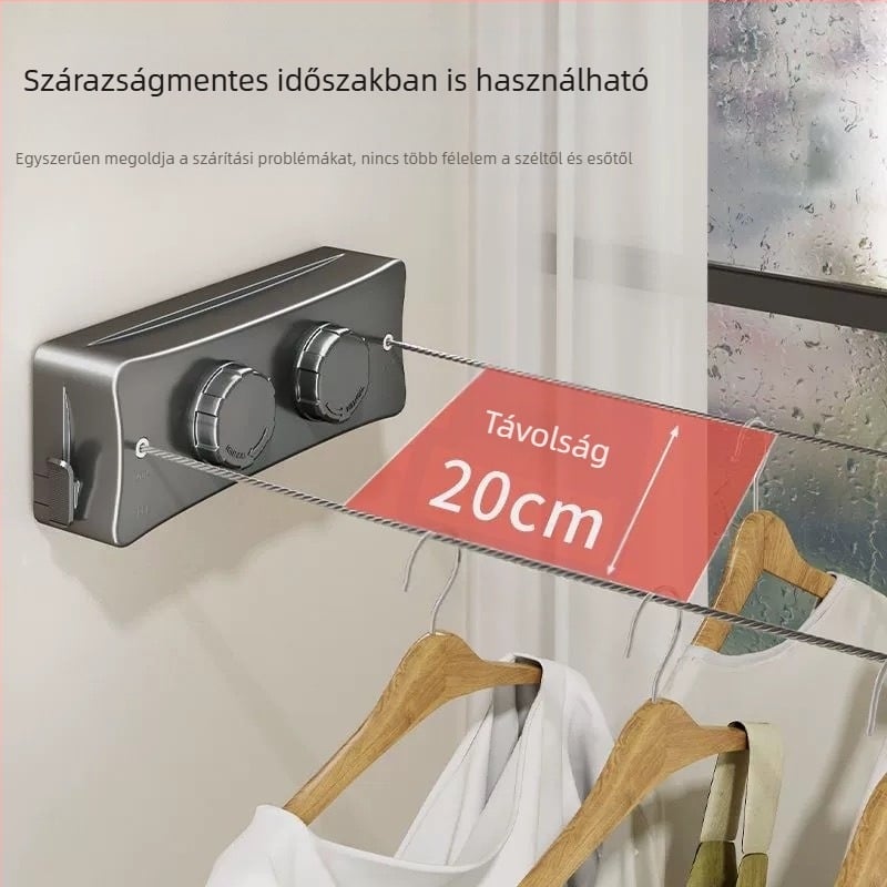 Láthatatlan ruhaszárító kötél beltéri, ütésmentes erkélyre, láthatatlan, visszahúzható ruhaszárító műtárgy fürdőszobai ruhaszárító állvány drótkötél