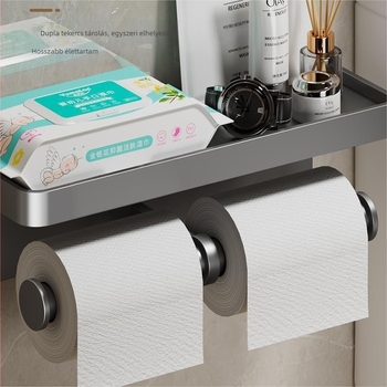 WC-papírtartó, falra szerelhető WC-papírtartó, fürdőszobai lyukasztásmentes WC-papírtartó, tekercses papír, WC-papírtároló állvány