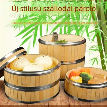 Új rozsdamentes acél szélű gőzölő, mélyített bambuszgőzölő, acélgyűrűvel megerősített gőzölő, szállodai kereskedelmi gőzölő, gyári közvetlen értékesítés