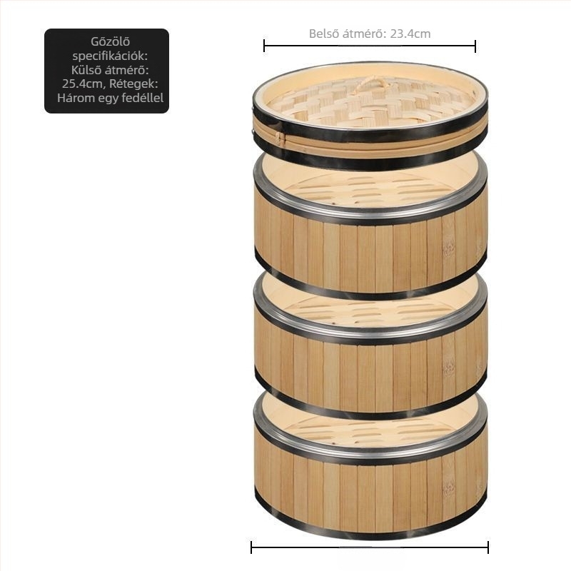 Új rozsdamentes acél szélű gőzölő, mélyített bambuszgőzölő, acélgyűrűvel megerősített gőzölő, szállodai kereskedelmi gőzölő, gyári közvetlen értékesítés