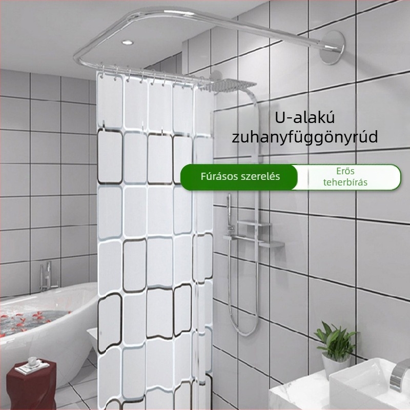 Gyárilag közvetlen háló piros rozsdamentes acél teleszkópos rúd ruhaszárító rúd zuhanyfüggöny rúd U alakú rúd fürdőszobai zuhanyzó rúdtartó