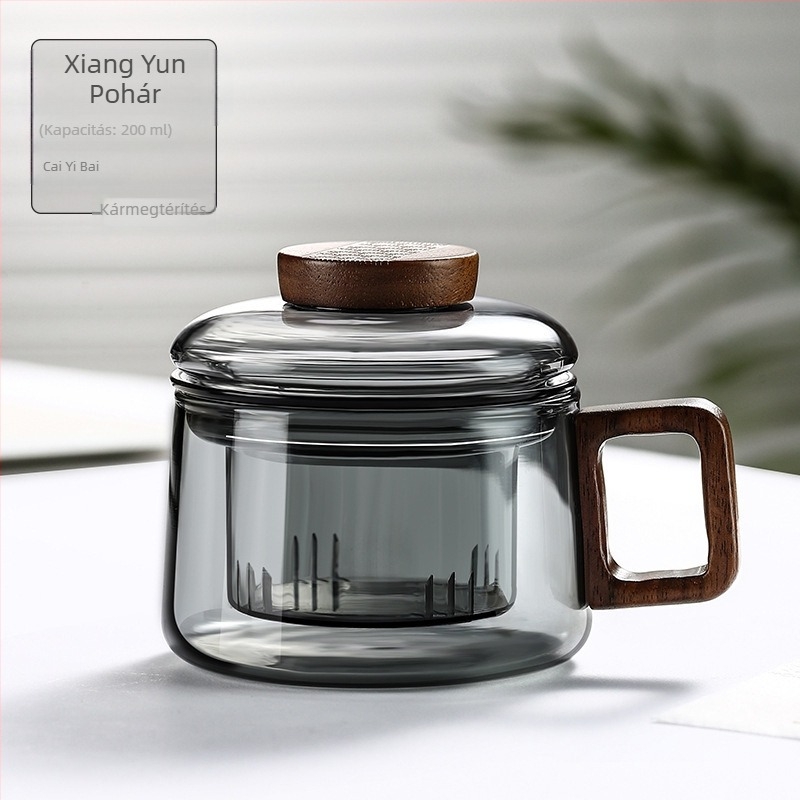 Szűrőüveg teáscsésze, magas boroszilikát tartalmú, fából készült teáscsésze, mini Dun Dun csésze, teaszétválasztásos otthoni irodai vizespohár, új
