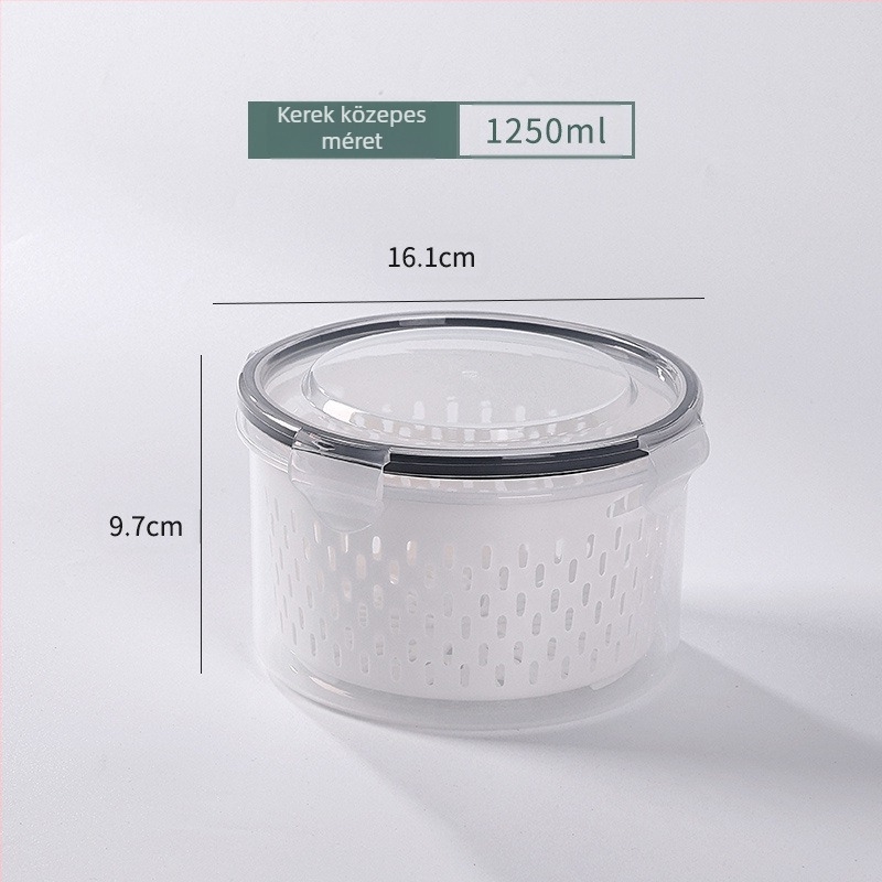 Háztartási kétrétegű lefolyó hűtőszekrény frissen tartó doboz Konyhai élelmiszer fagyasztott lezárt doboz élelmiszer minőségű átlátszó tárolódoboz nagykereskedelem