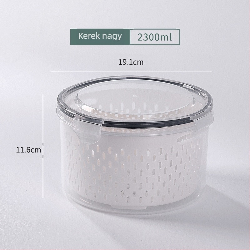 Háztartási kétrétegű lefolyó hűtőszekrény frissen tartó doboz Konyhai élelmiszer fagyasztott lezárt doboz élelmiszer minőségű átlátszó tárolódoboz nagykereskedelem