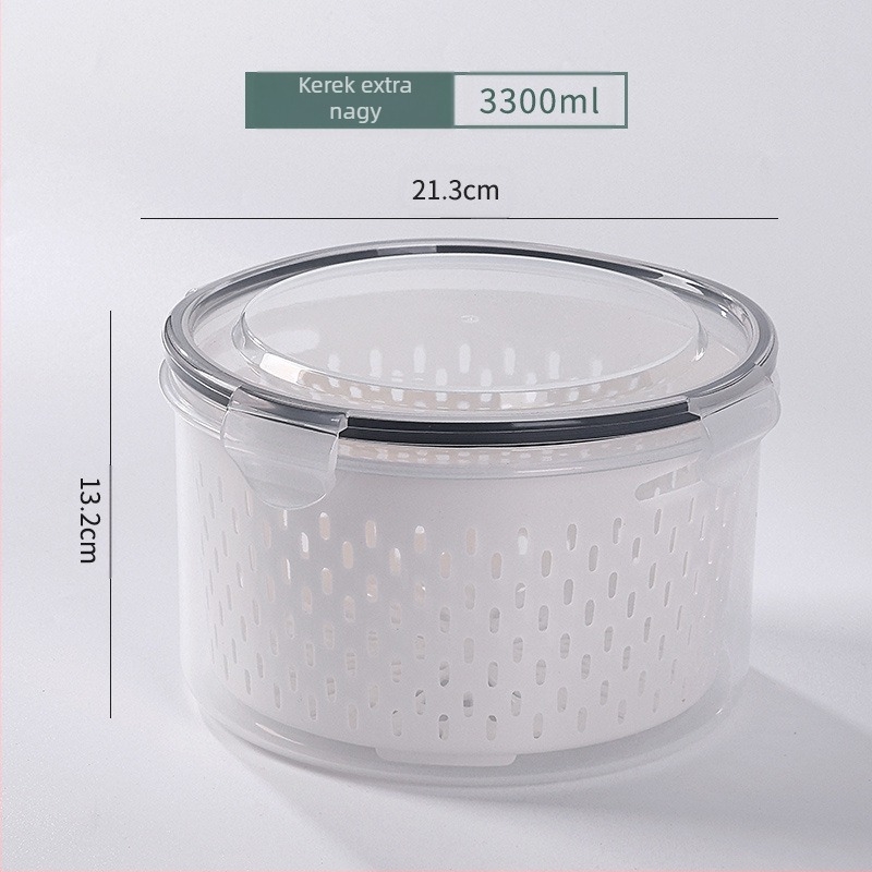 Háztartási kétrétegű lefolyó hűtőszekrény frissen tartó doboz Konyhai élelmiszer fagyasztott lezárt doboz élelmiszer minőségű átlátszó tárolódoboz nagykereskedelem