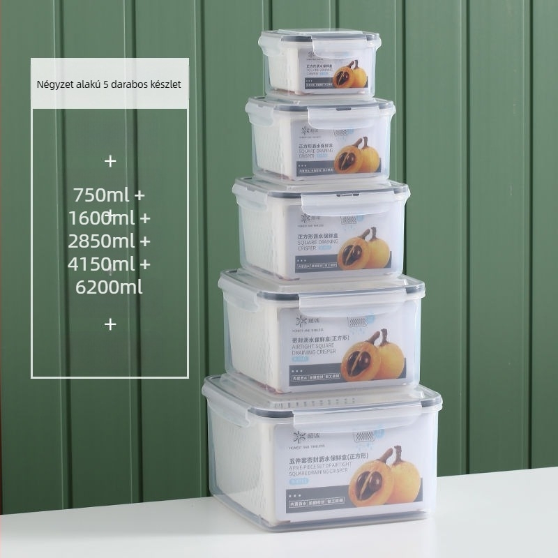 Háztartási kétrétegű lefolyó hűtőszekrény frissen tartó doboz Konyhai élelmiszer fagyasztott lezárt doboz élelmiszer minőségű átlátszó tárolódoboz nagykereskedelem