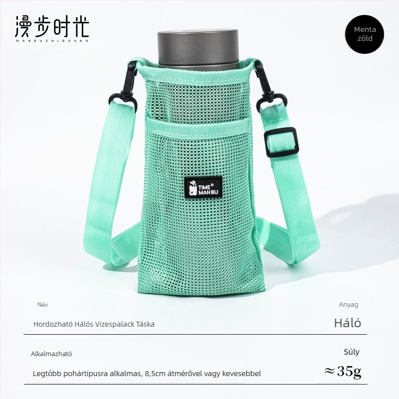 Vízipohár pántos termoszpohár szett Gyermek kültéri keresztpántos hordozható pohártáska Kézi italospalack hálós táska Csöpögésálló védőhuzat