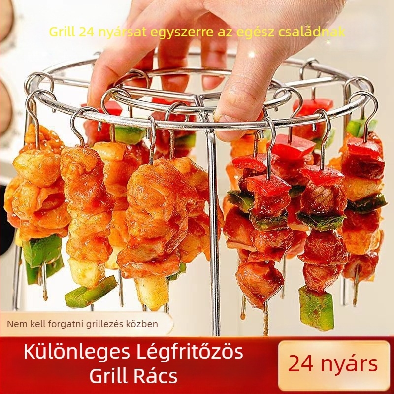 Kerek rozsdamentes acél légkeveréses fritőz kebabtartó konyhai függőleges barbecue grill gőzölő rács légkeveréses fritőz grill