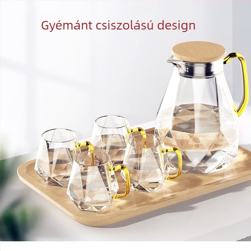 Nagy kapacitású üveg víztartály készlet otthoni használatra, hideg vízhez, gyümölcsléhez és hideg kávéfőzéshez alkalmas
