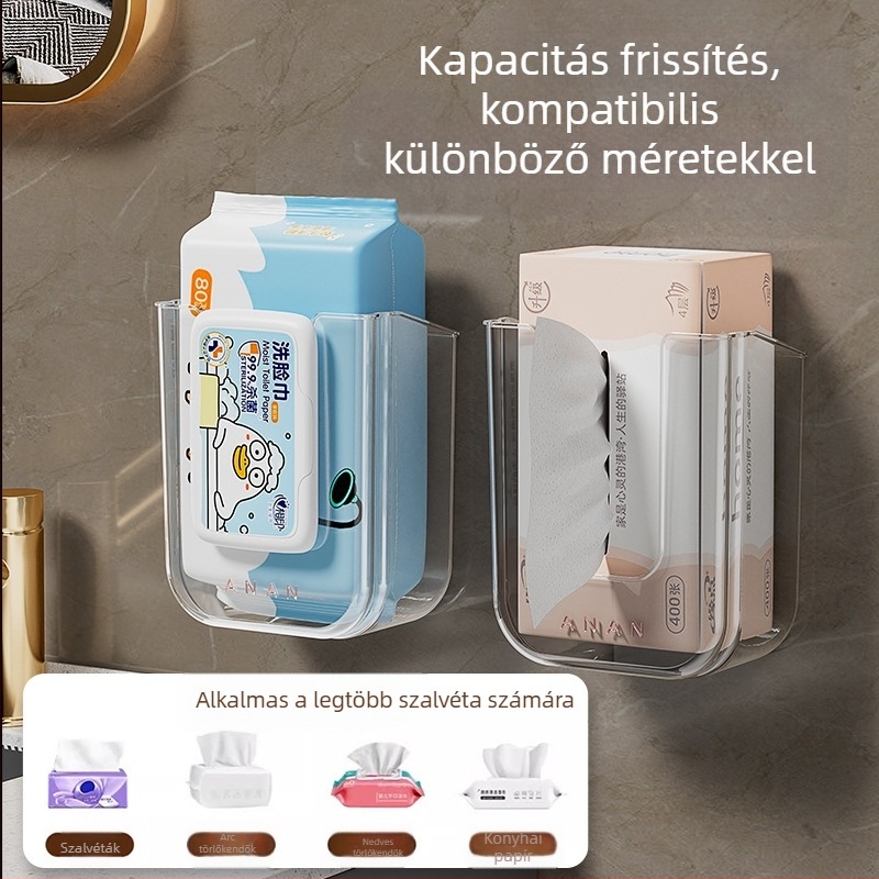 Ütésmentes, U alakú, könnyű, luxus nedves papírzsebkendő-tartó doboz, varratmentes, multifunkcionális háztartási WC-fürdőszobai törölközőtároló doboz