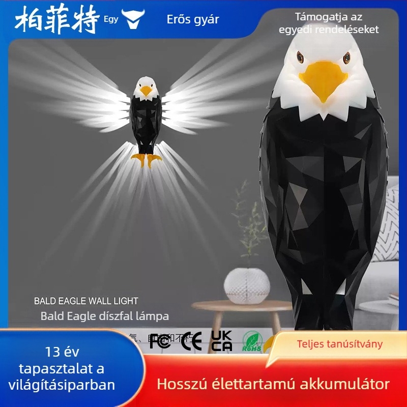 Eagle fali lámpa, projektorlámpa, hálószoba, 2024, új, vezeték nélküli távirányító, mágneses töltés, kreatív hangulatú éjszakai fény