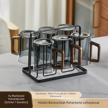 Gyártó Nagykereskedelmi Üveg Teáscsésze Fogantyúval Zöld Teáscsésze Háztartási Hőálló Üveg Pohár Kínai Fa Fogantyús Tinta Pohár High-End Vendég