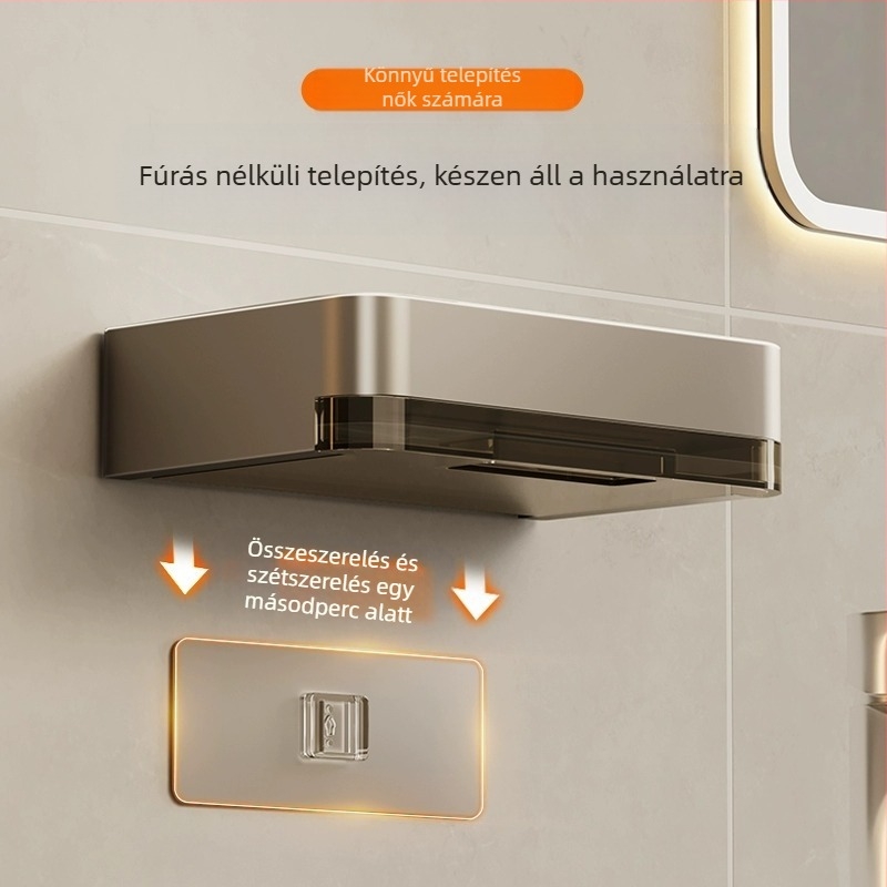 Szappantartó falra szerelhető fürdőszobai lyukasztásmentes kétrétegű szappanleeresztő doboz háztartási fürdőszobai fali szappantartó