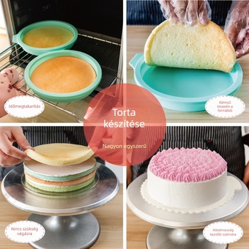 Gyári 4/6/8 hüvelykes szilikon sifon tortaforma vágásmentes réteges szivárványos mousse kerek tortasütő eszköz