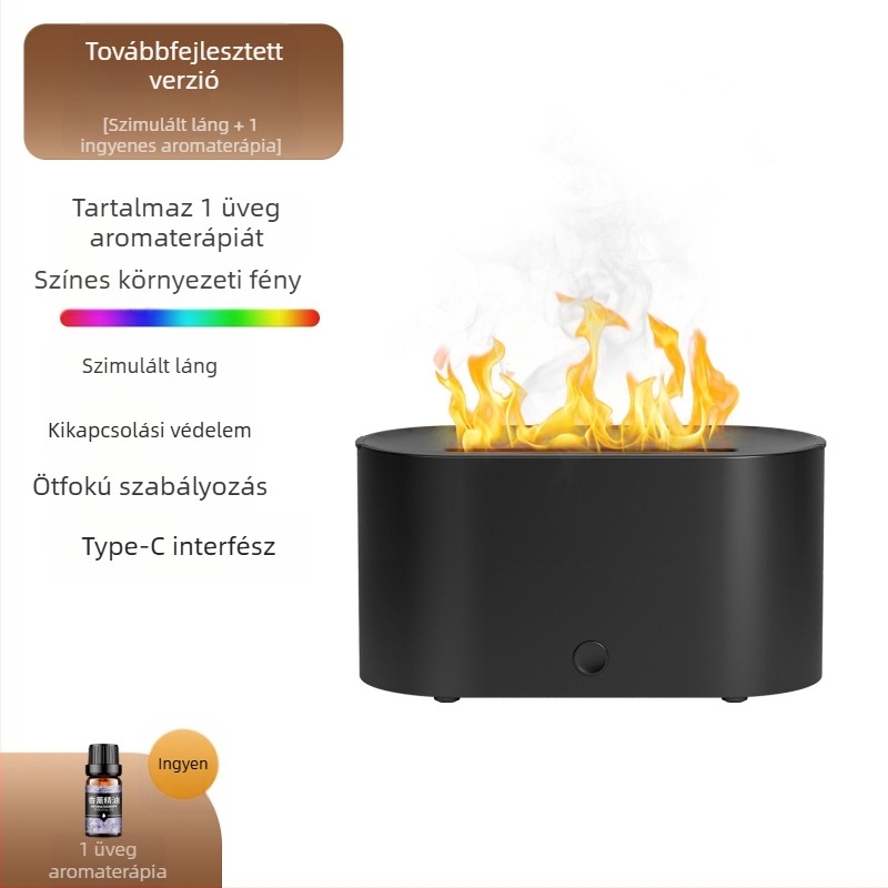 Kis szimulált láng aromaterápiás gép párásító színes hangulat otthoni hálószoba kollégium iroda nagy értékű asztali gép