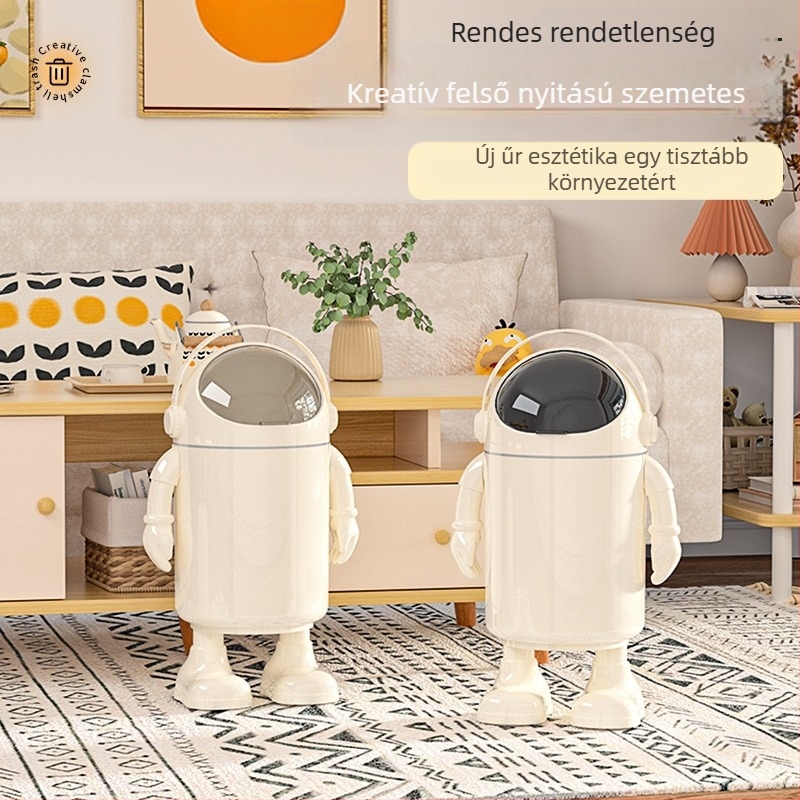 Szemetes, nagy szépségérték, 2025-ös nappali háztartási szemét, aranyos, szórakoztató rajzfilmfigura, űrhajós WC, nagy tárolóvödör fedéllel