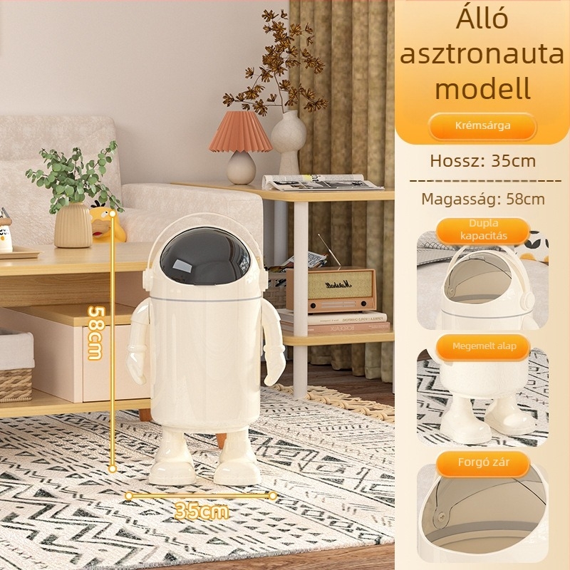Szemetes, nagy szépségérték, 2025-ös nappali háztartási szemét, aranyos, szórakoztató rajzfilmfigura, űrhajós WC, nagy tárolóvödör fedéllel