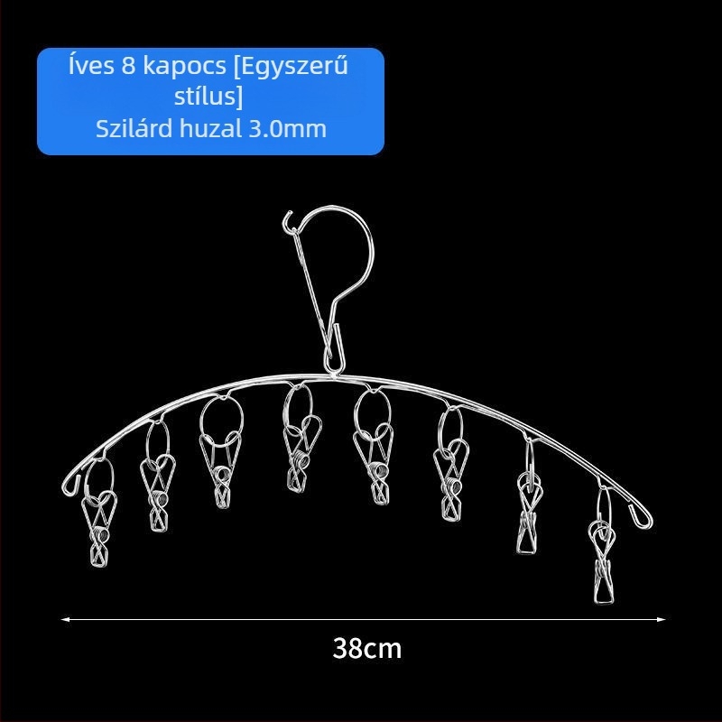 Merész szárítóállvány, többkapcsos rozsdamentes acél ruhaszárító zokni, multifunkcionális szélálló zokni, gyermek vállfa, műtárgyakasztó