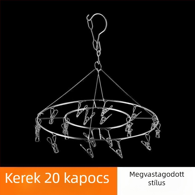 Merész szárítóállvány, többkapcsos rozsdamentes acél ruhaszárító zokni, multifunkcionális szélálló zokni, gyermek vállfa, műtárgyakasztó