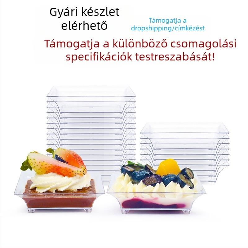 Határokon átnyúló Amazon robbanások eldobható PS kemény műanyag vastagított design desszert szósz tál átlátszó snack kis színes tál