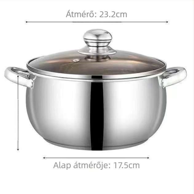 304 rozsdamentes acél levesesfazék vastagított aljú almásfazék háztartási fazék dupla fülű fazék nagy hasú fazék indukciós tűzhely párolás magas hőmérsékletnek ellenálló