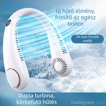 Digitális kijelzős penge nélküli függő nyakventilátor USB töltő hordozható némító elektromos ventilátor függő nyak kültéri kézi elektromos ventilátor nagykereskedelem