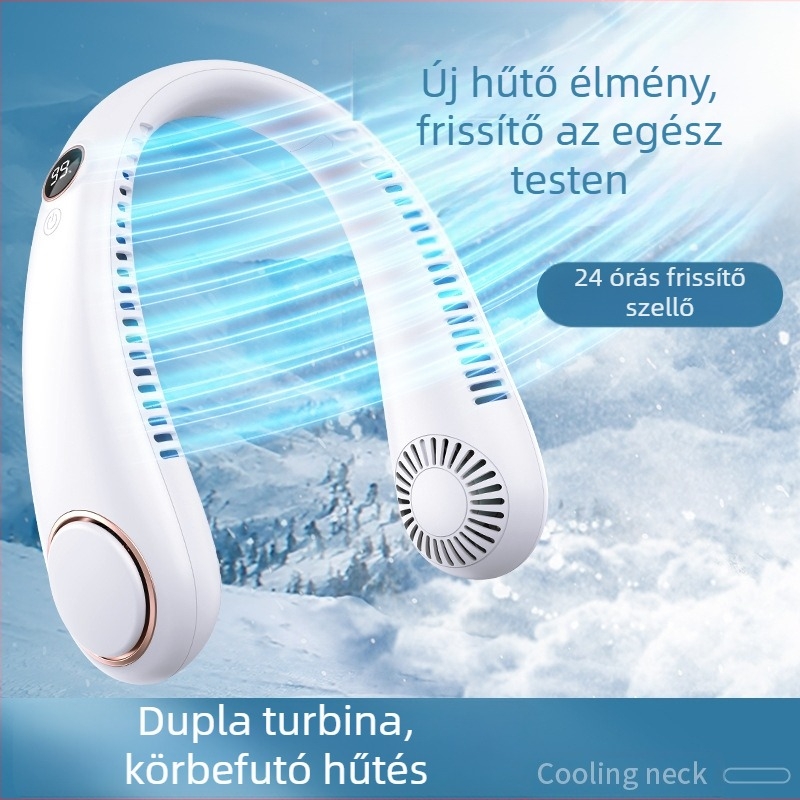 Digitális kijelzős penge nélküli függő nyakventilátor USB töltő hordozható némító elektromos ventilátor függő nyak kültéri kézi elektromos ventilátor nagykereskedelem