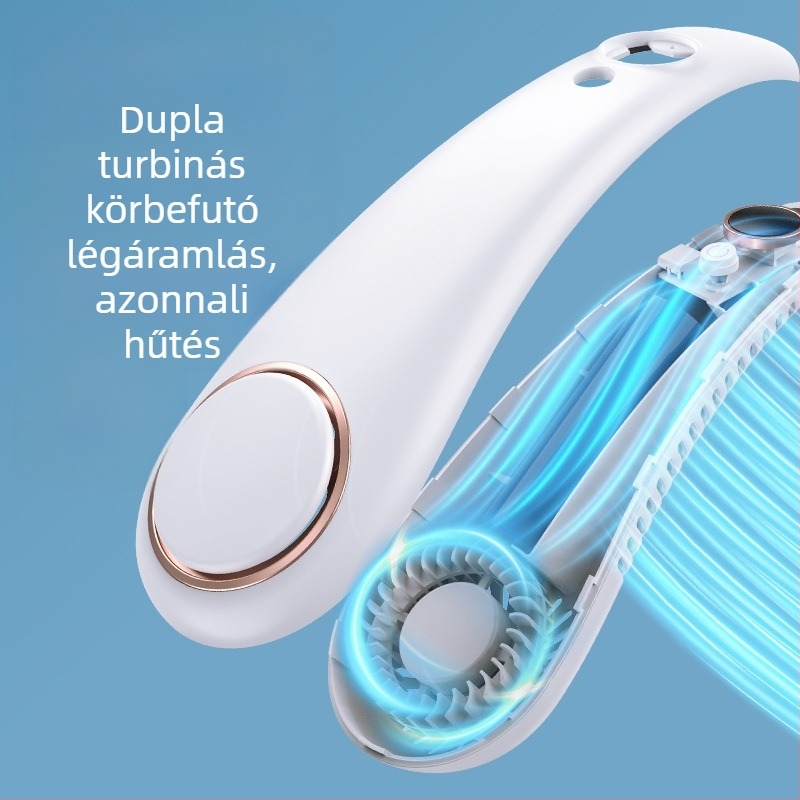 Digitális kijelzős penge nélküli függő nyakventilátor USB töltő hordozható némító elektromos ventilátor függő nyak kültéri kézi elektromos ventilátor nagykereskedelem