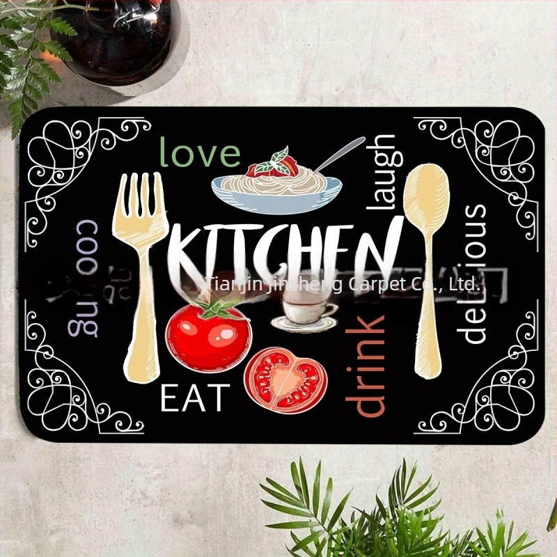 Határokon átnyúló temu flanel padlószőnyeg amerikai stílusú vastagított nedvszívó jó ápolású lábszőnyeg háztartási konyhai leesésgátló csúszásgátló szőnyeg