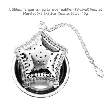 Rozsdamentes acélból készült függő csésze teaszűrő modern teafőző műtárgy irodai tealefolyó speciális tálcával, különféle mintákkal, opcionális