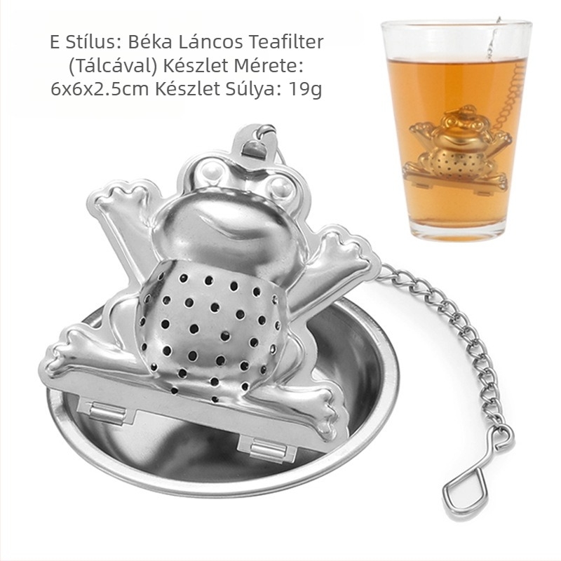 Rozsdamentes acélból készült függő csésze teaszűrő modern teafőző műtárgy irodai tealefolyó speciális tálcával, különféle mintákkal, opcionális