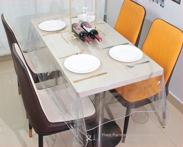 Átlátszó műanyag terítő 100%-ban vízálló kristálytiszta asztali védőhuzat 0,13 mm-es zárral ellátott terítő