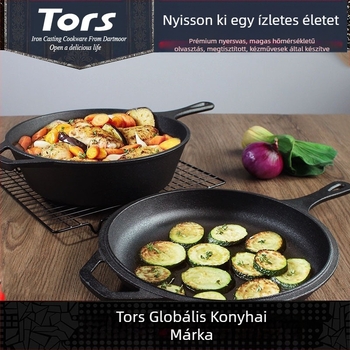 Tols Export öntöttvas egyfogantyús, kettős célú edény, egyfogantyús serpenyő, tiszta vas pörköltfazék, háztartási bevonat nélküli fedél serpenyő készítéséhez