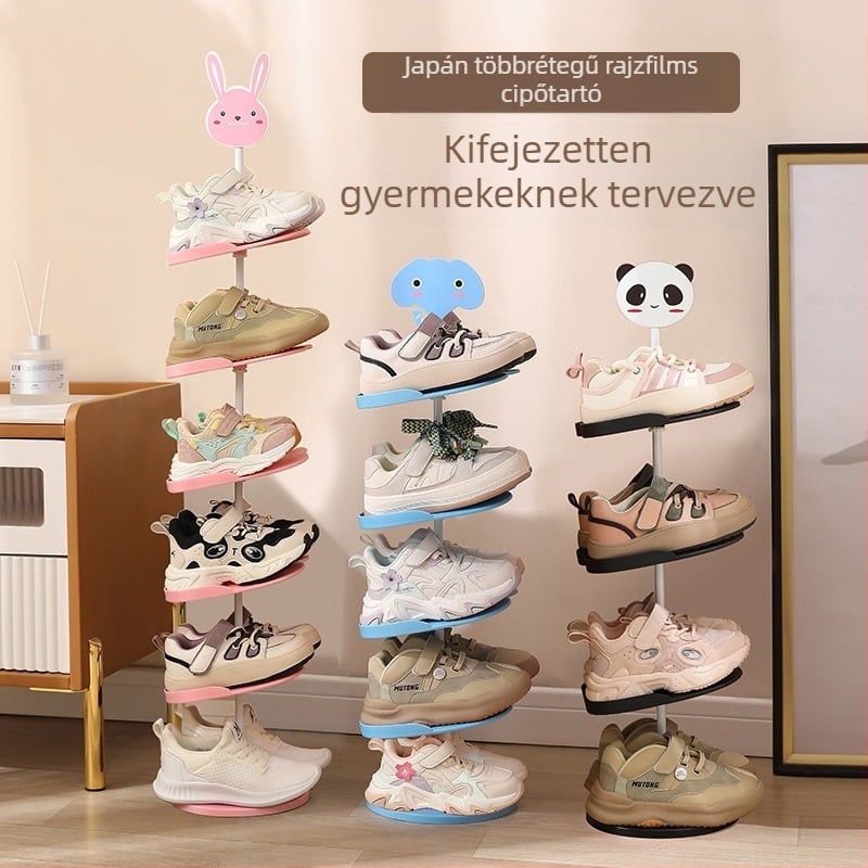 Gyermekcipő-tartó, kis rajzfilmfigura, háztartási ajtótároló állvány babacipőkhöz, japán stílusú, helytakarékos, gyerekeknek, kreatív