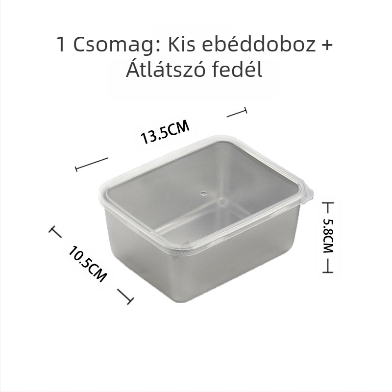 Rozsdamentes acél kis uzsonnásdoboz fedéllel Élelmiszer-alcsomagoló doboz forró edény zöldséges edénnyel, mélyülő négyzet alakú kültéri ételkészítő doboz