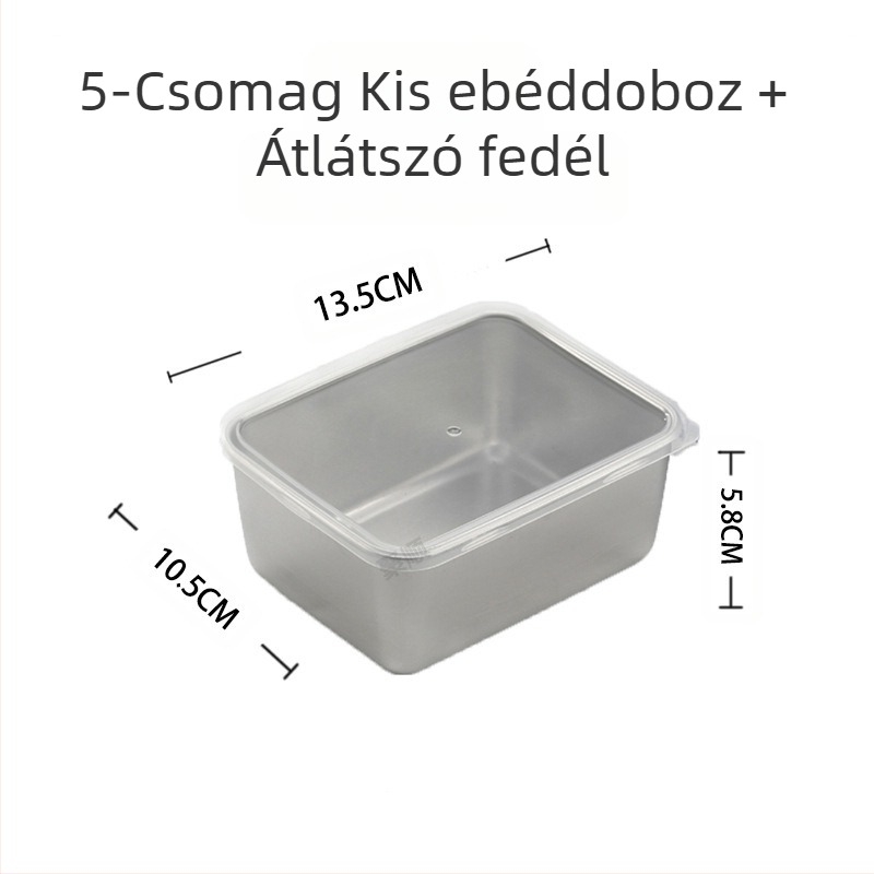Rozsdamentes acél kis uzsonnásdoboz fedéllel Élelmiszer-alcsomagoló doboz forró edény zöldséges edénnyel, mélyülő négyzet alakú kültéri ételkészítő doboz