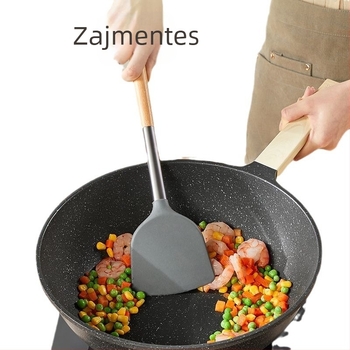 Élelmiszeripari szilikon spatula tapadásmentes serpenyőbe, speciális főzőspatulát háztartási konyhai eszközökhöz, magas hőmérsékletnek ellenálló, nem sértő serpenyőbe