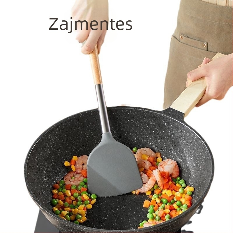Élelmiszeripari szilikon spatula tapadásmentes serpenyőbe, speciális főzőspatulát háztartási konyhai eszközökhöz, magas hőmérsékletnek ellenálló, nem sértő serpenyőbe