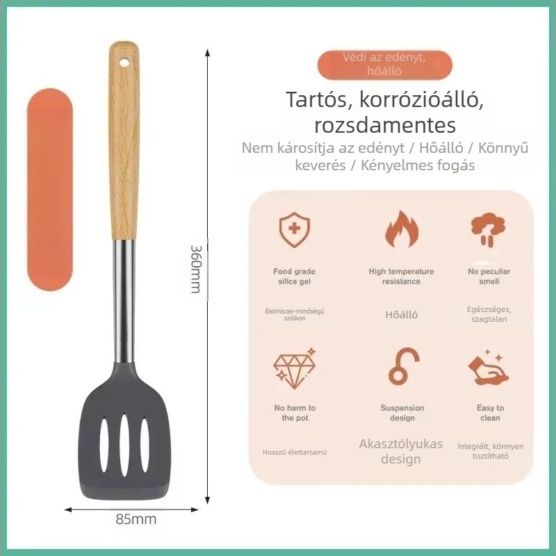 Élelmiszeripari szilikon spatula tapadásmentes serpenyőbe, speciális főzőspatulát háztartási konyhai eszközökhöz, magas hőmérsékletnek ellenálló, nem sértő serpenyőbe