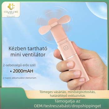 Kézi asztali kis ventilátor újratölthető, ultra csendes irodai diákosztályú mini hordozható, hordozható, nagy szél