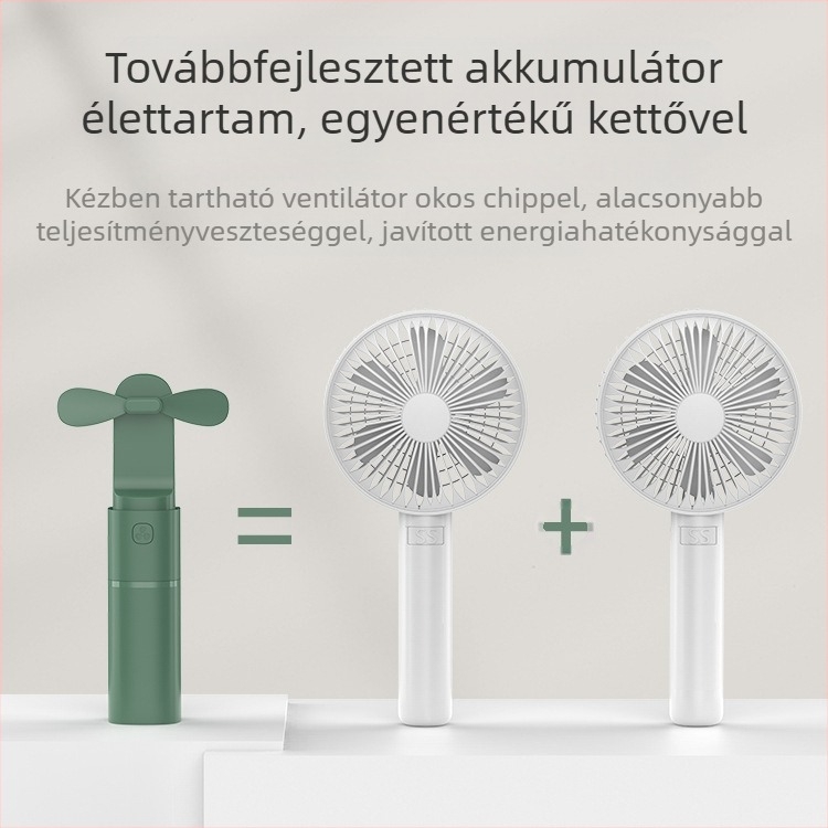 Kézi asztali kis ventilátor újratölthető, ultra csendes irodai diákosztályú mini hordozható, hordozható, nagy szél