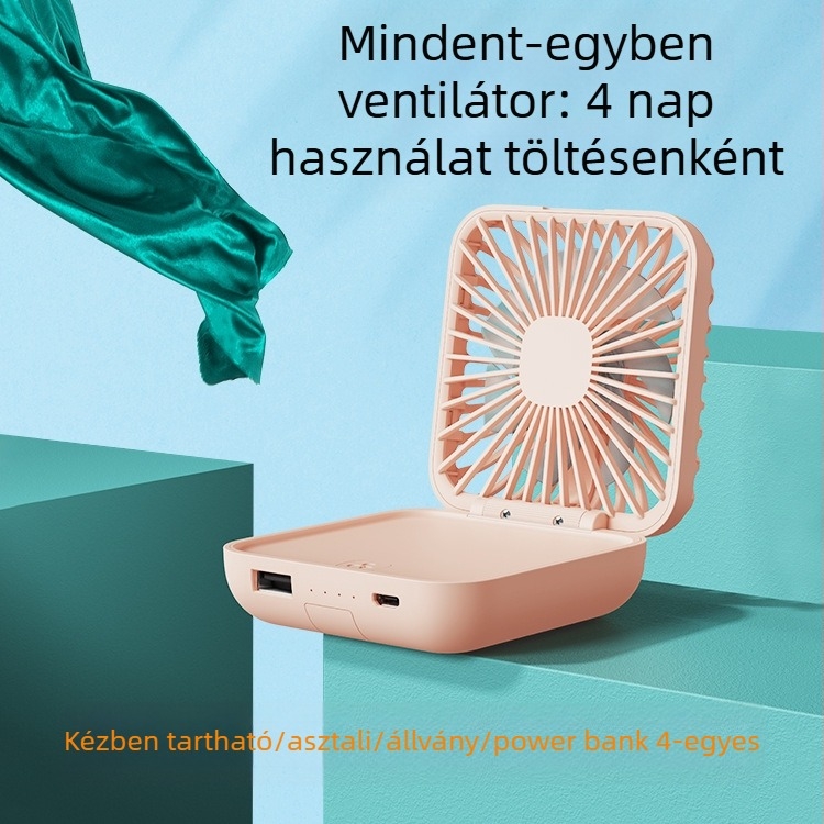 Kézi asztali kis ventilátor újratölthető, ultra csendes irodai diákosztályú mini hordozható, hordozható, nagy szél