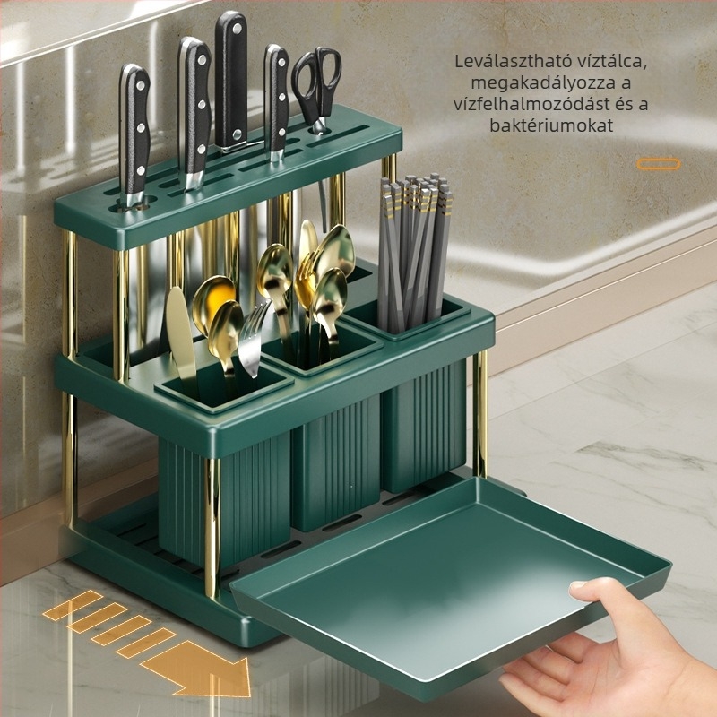 Népszerű késtartó, pálcikacső, multifunkcionális konyhai tárolóállvány, kés- és villatároló állvány